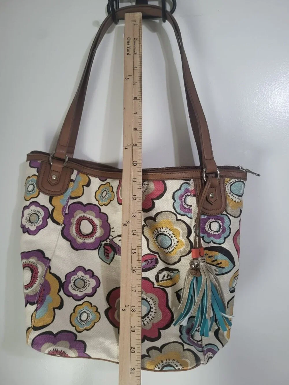 Relic by Fossil Canvas Flower Multicolor Shoulder Bag Tote Boho y2k Colorful - Picture 6 of 10